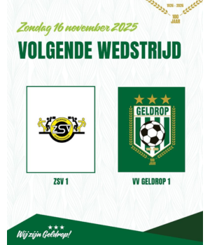 Zondag 16 november: ZSV Zeilberg 1 - VV Geldrop 1