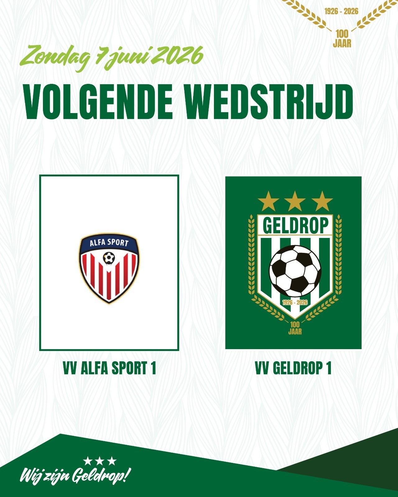 Zondag 7 juni 2026: Alfa Sport 1 - Geldrop 1